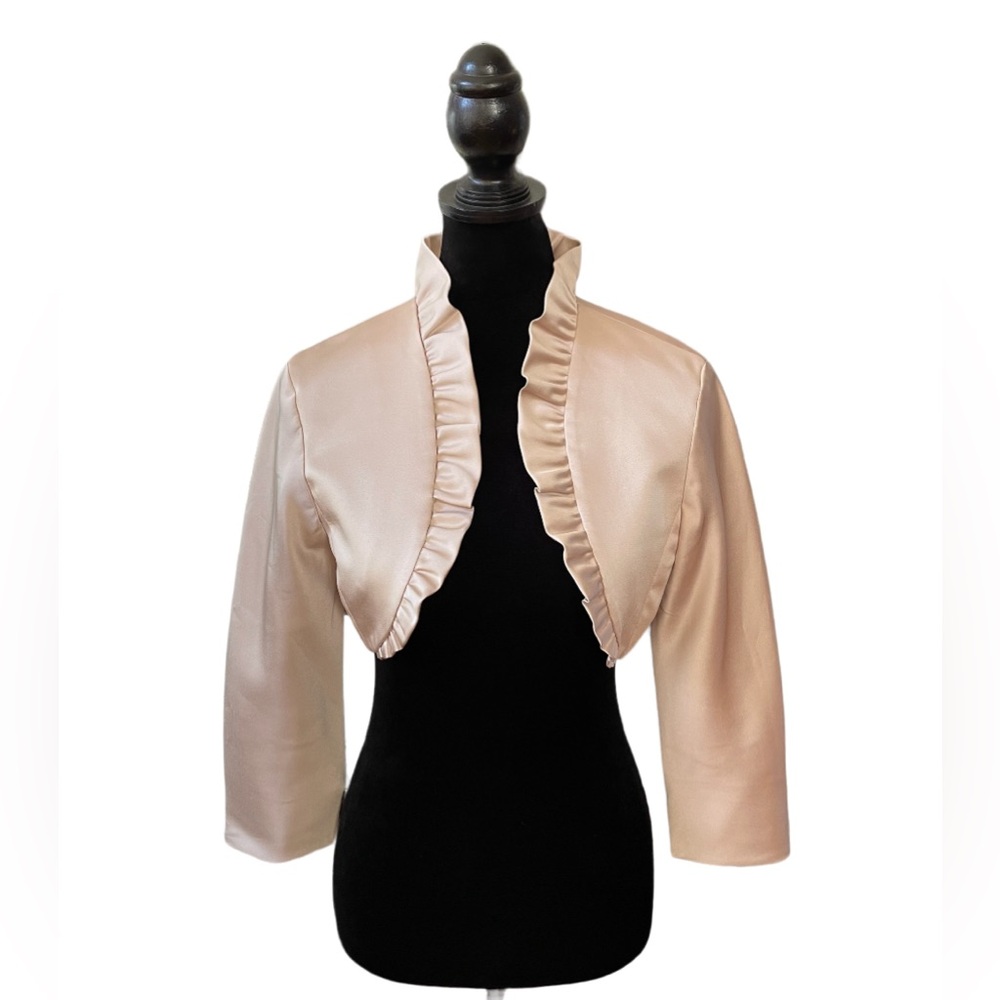 David’s Bridal: Beige Ruffle Collar Bolaro Jacket